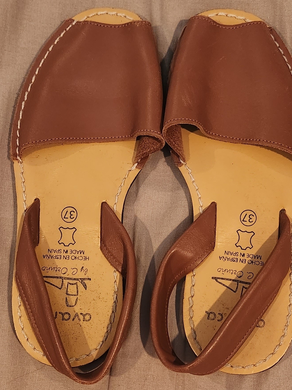 Avarca by C.O. Menorquina Brown Leather Slingback Sandals Size 37
